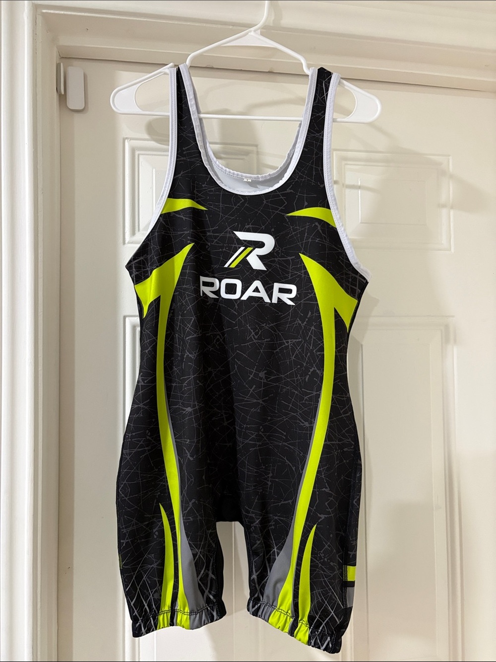 Large Roar Black & Neon Green Adult Singlet